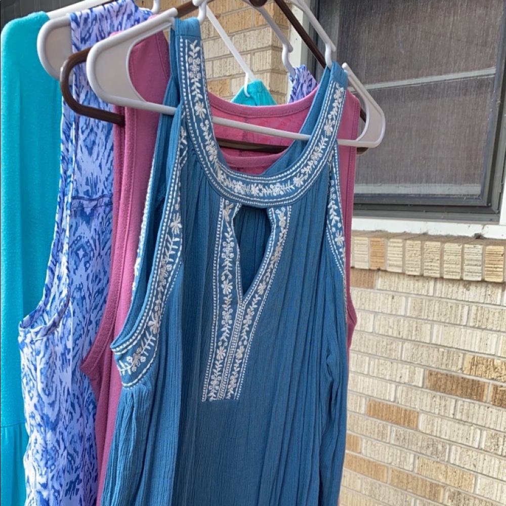 Blue off shoulder dress